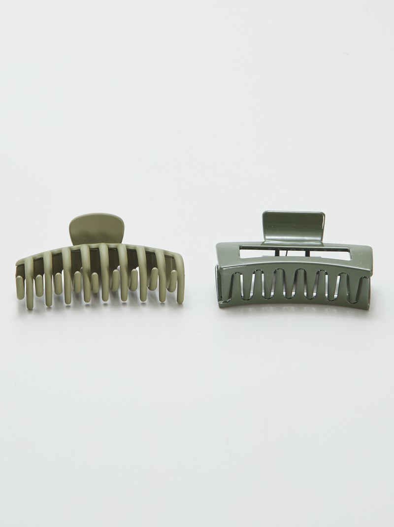 Setje met 2 grote haarspelden KAKI - Kiabi