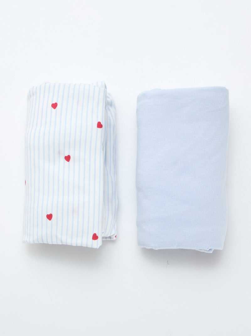 Setje met 2 katoenen hoeslakens Blauw - Kiabi