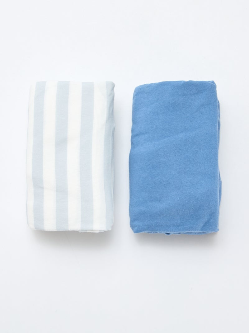 Setje met 2 katoenen hoeslakens Blauw - Kiabi