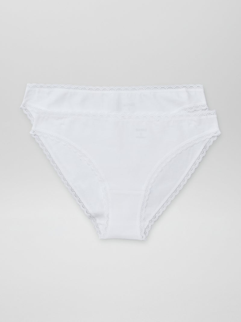 Setje met 2 katoenen slips wit - Kiabi