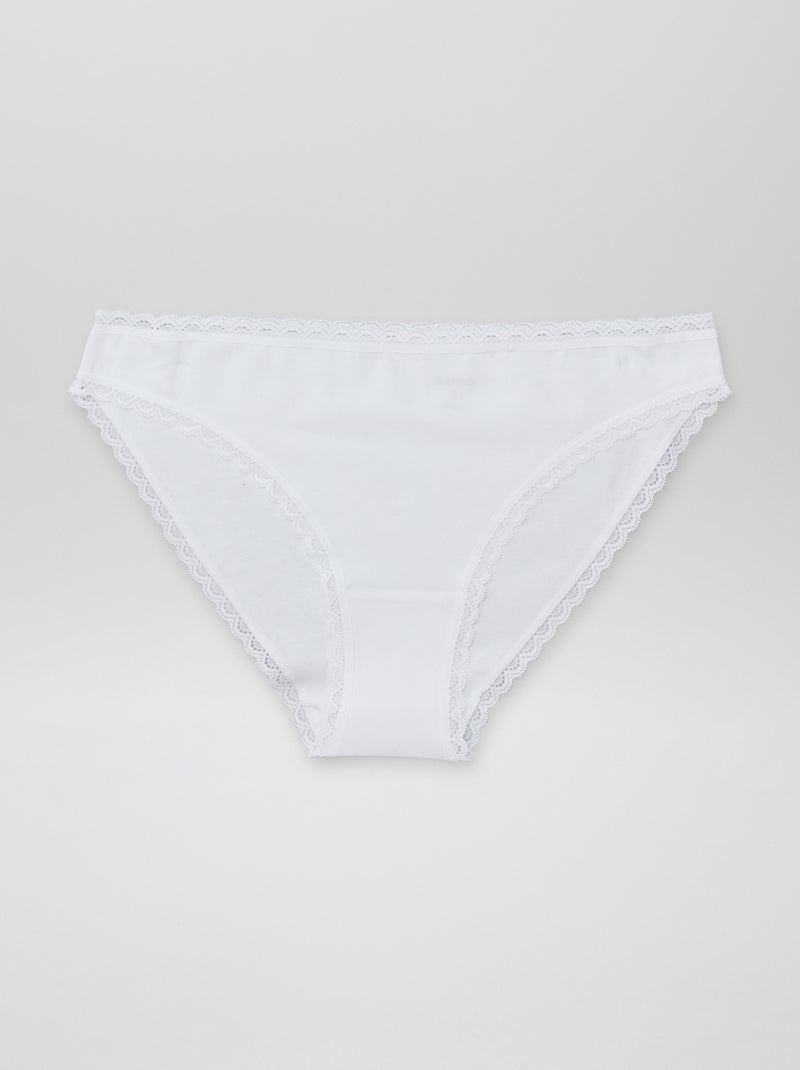 Setje met 2 katoenen slips wit - Kiabi