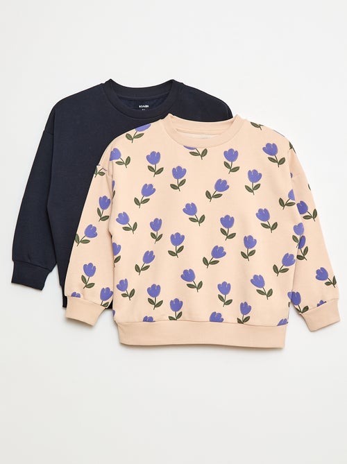 Setje met 2 katoenen sweaters met prints - Kiabi