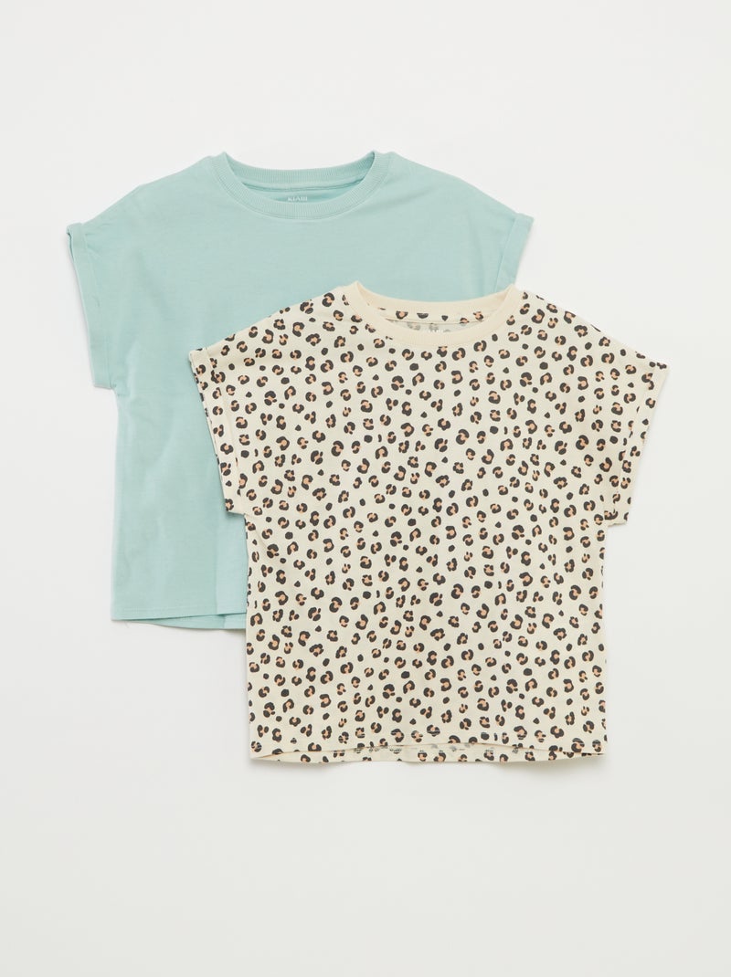 Setje met 2 katoenen T-shirts BIEGE - Kiabi