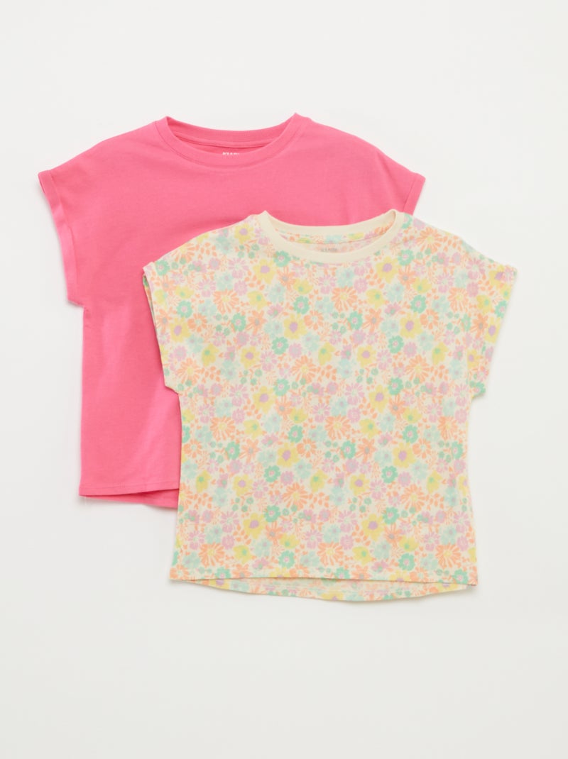 Setje met 2 katoenen T-shirts WIT - Kiabi