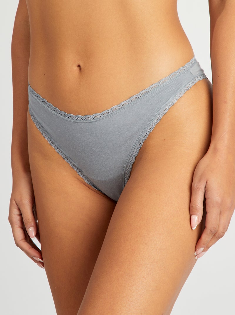 Setje met 2 katoenen tangaslips BLAUW - Kiabi
