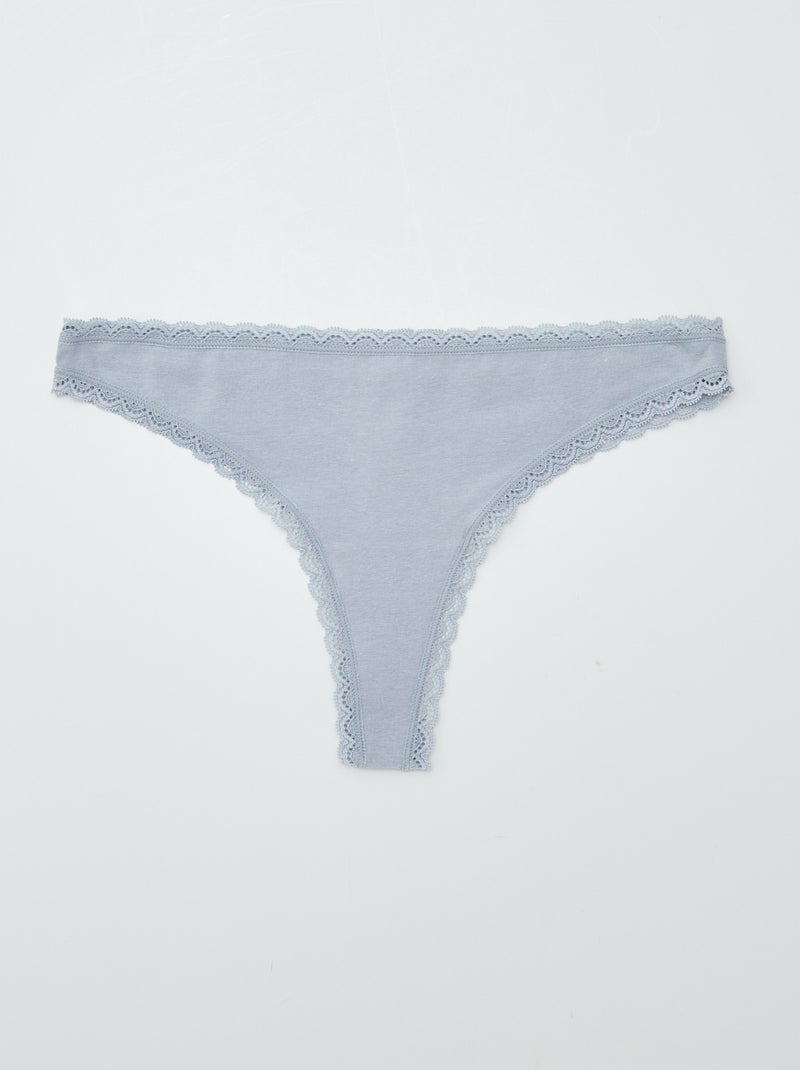 Setje met 2 katoenen tangaslips BLAUW - Kiabi