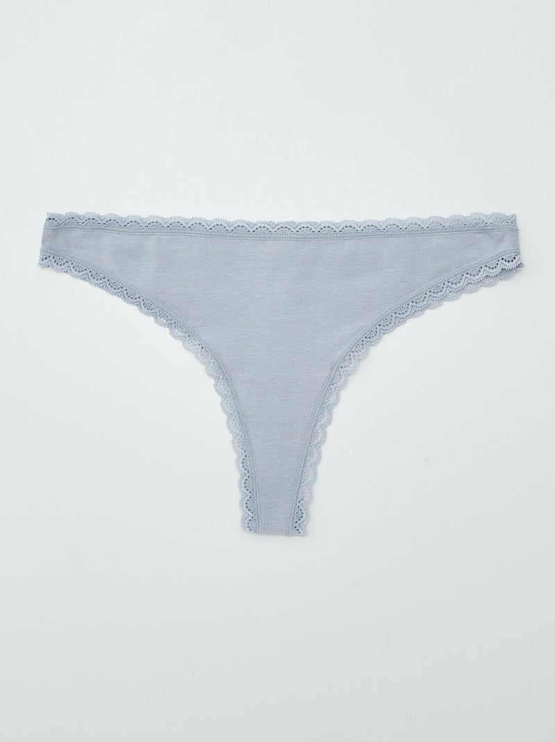Setje met 2 katoenen tangaslips BLAUW - Kiabi
