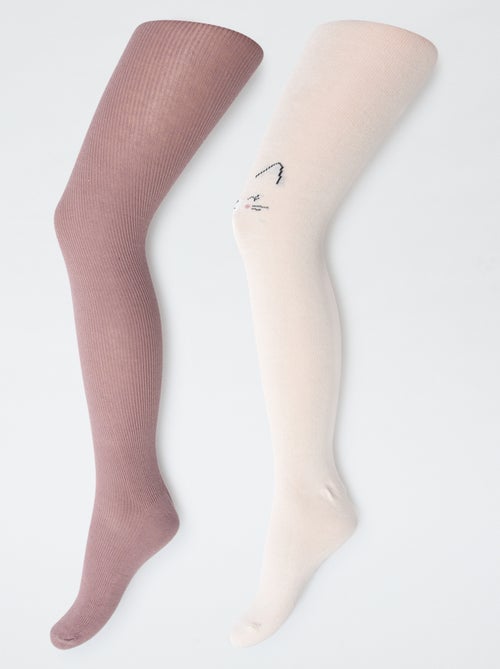 Setje met 2 kousenbroeken met katmotiefje - Kiabi