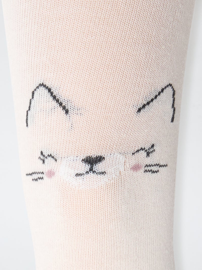 Setje met 2 kousenbroeken met katmotiefje Paars - Kiabi