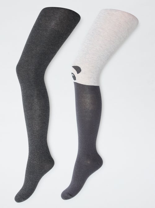 Setje met 2 kousenbroeken  met pandamotiefje - Kiabi