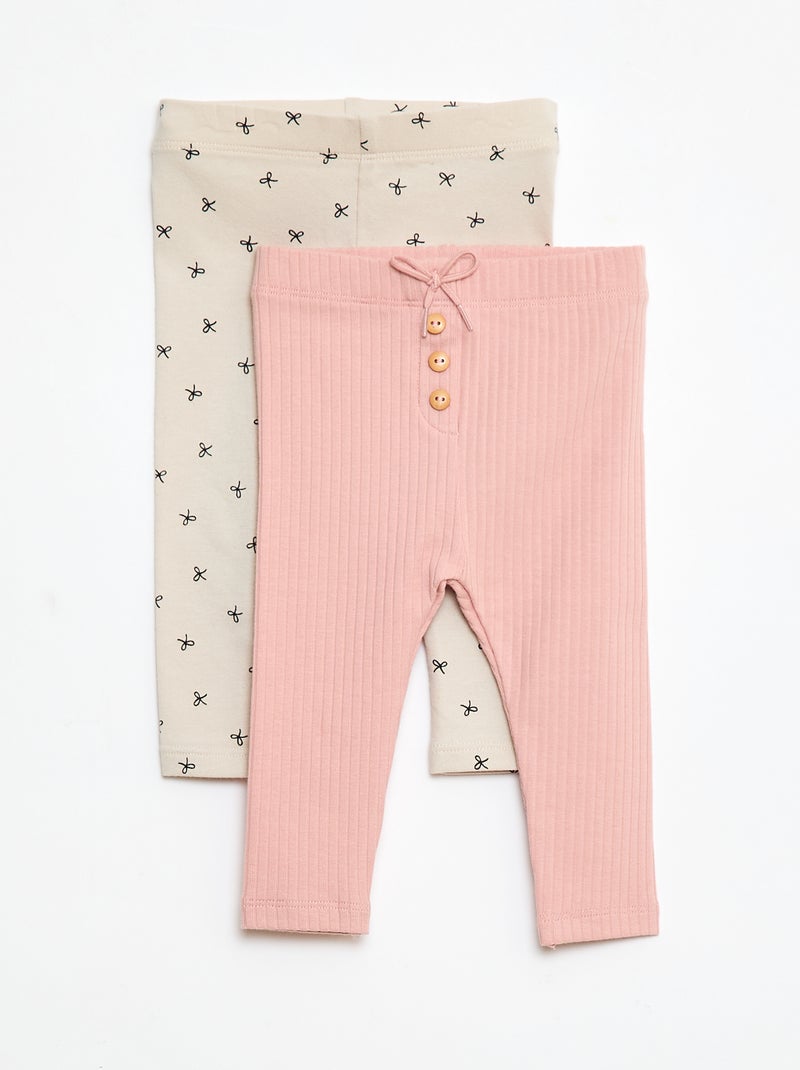 Setje met 2 lange leggings Rose - Kiabi