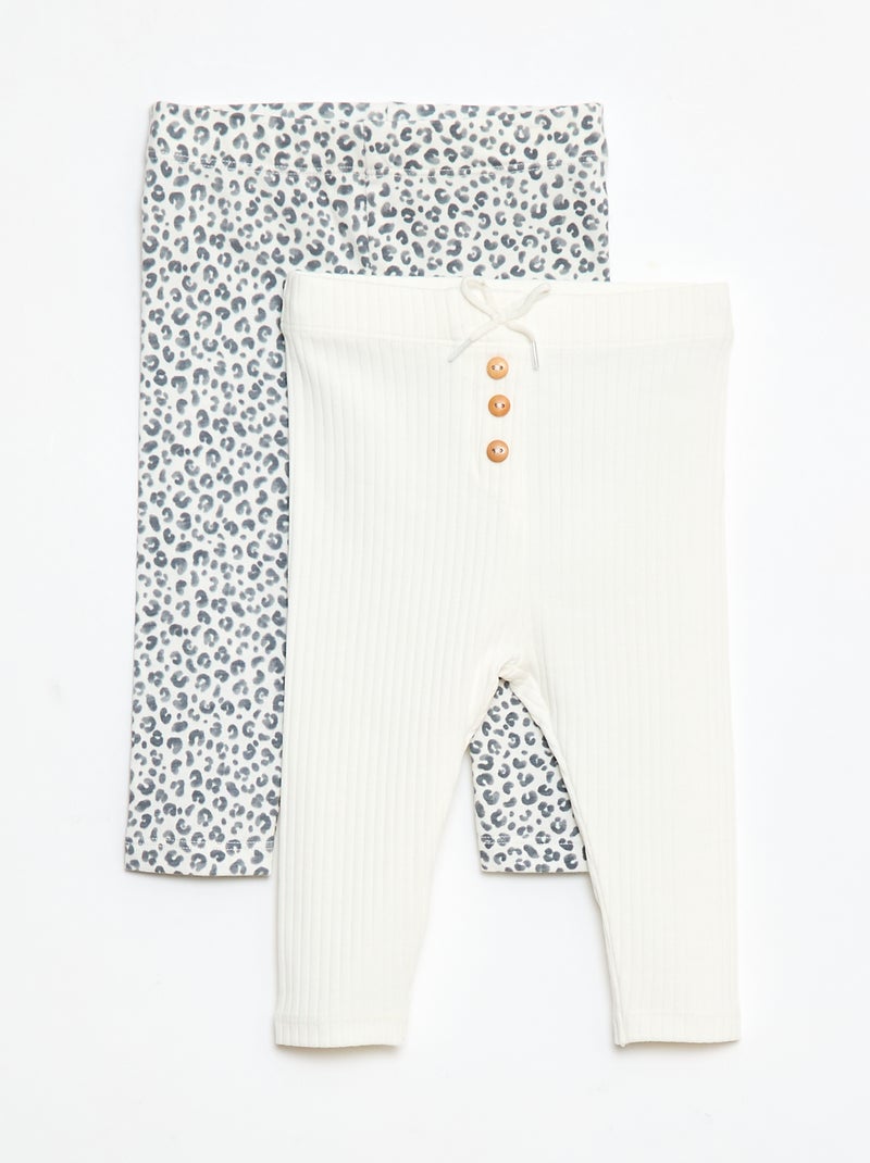 Setje met 2 lange leggings Wit - Kiabi