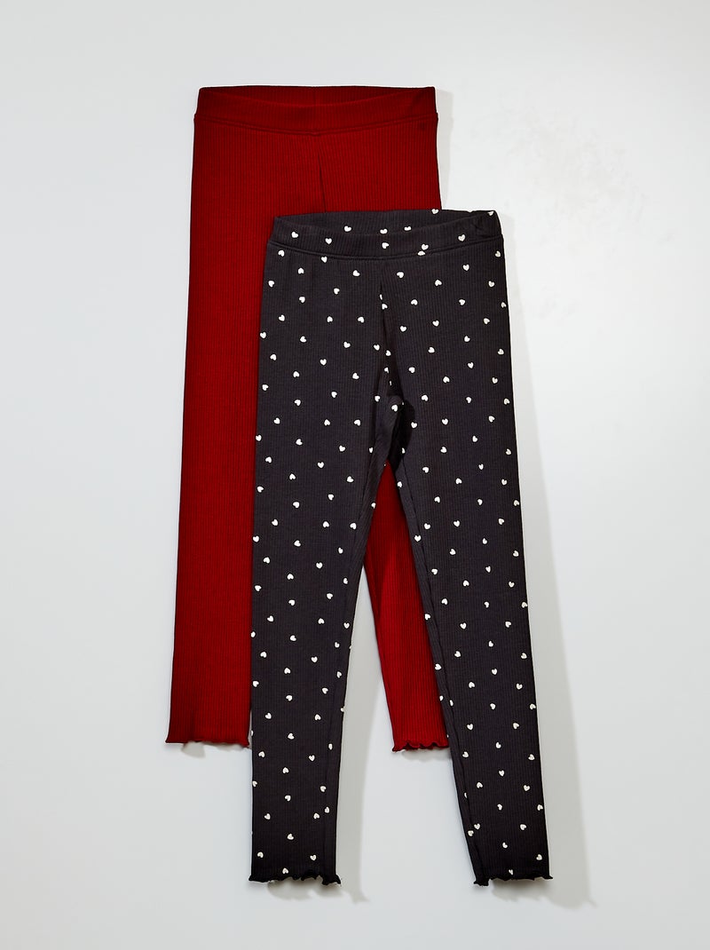 Setje met 2 leggings van ribstof ZWART - Kiabi
