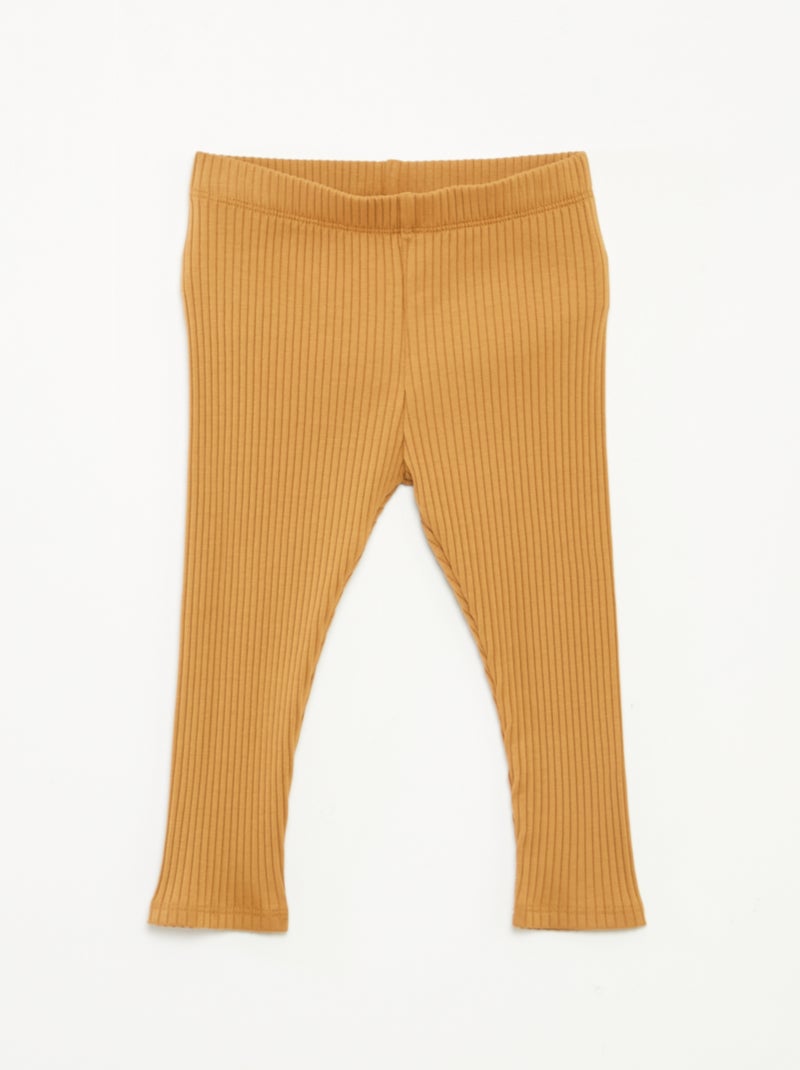 Setje met 2 leggings van ribtricot Biege - Kiabi
