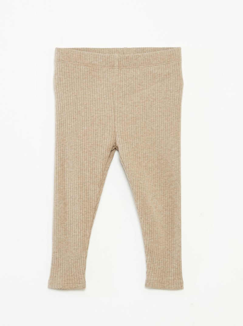 Setje met 2 leggings van ribtricot Biege - Kiabi