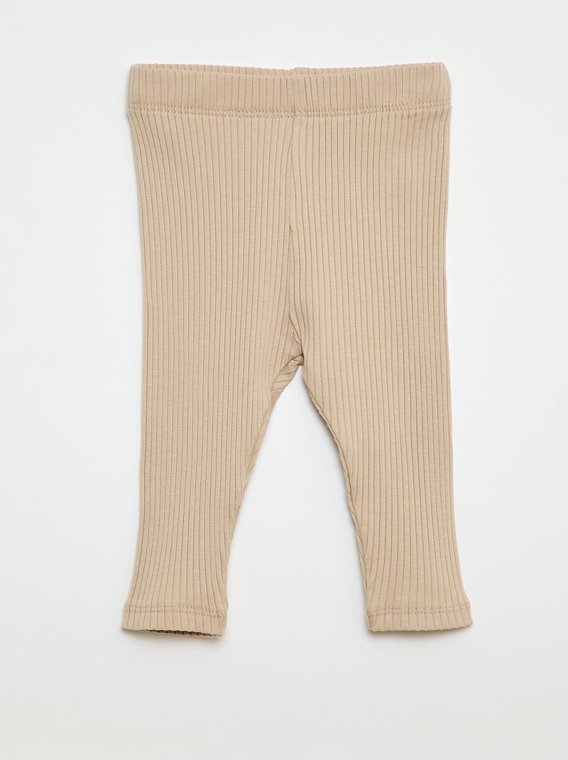 Setje met 2 leggings van ribtricot Biege - Kiabi