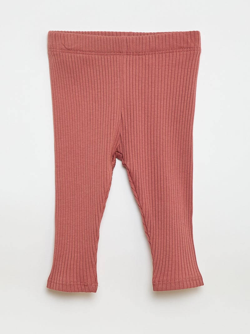 Setje met 2 leggings van ribtricot Biege - Kiabi