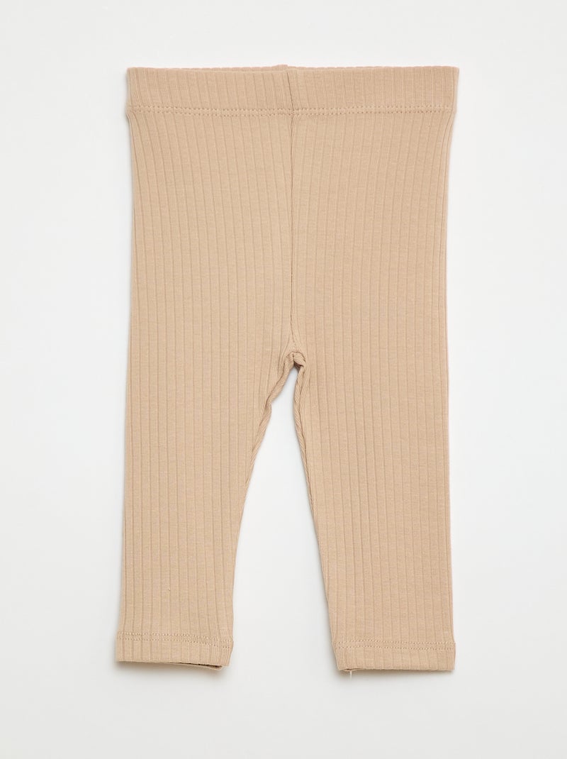 Setje met 2 leggings van ribtricot Biege - Kiabi