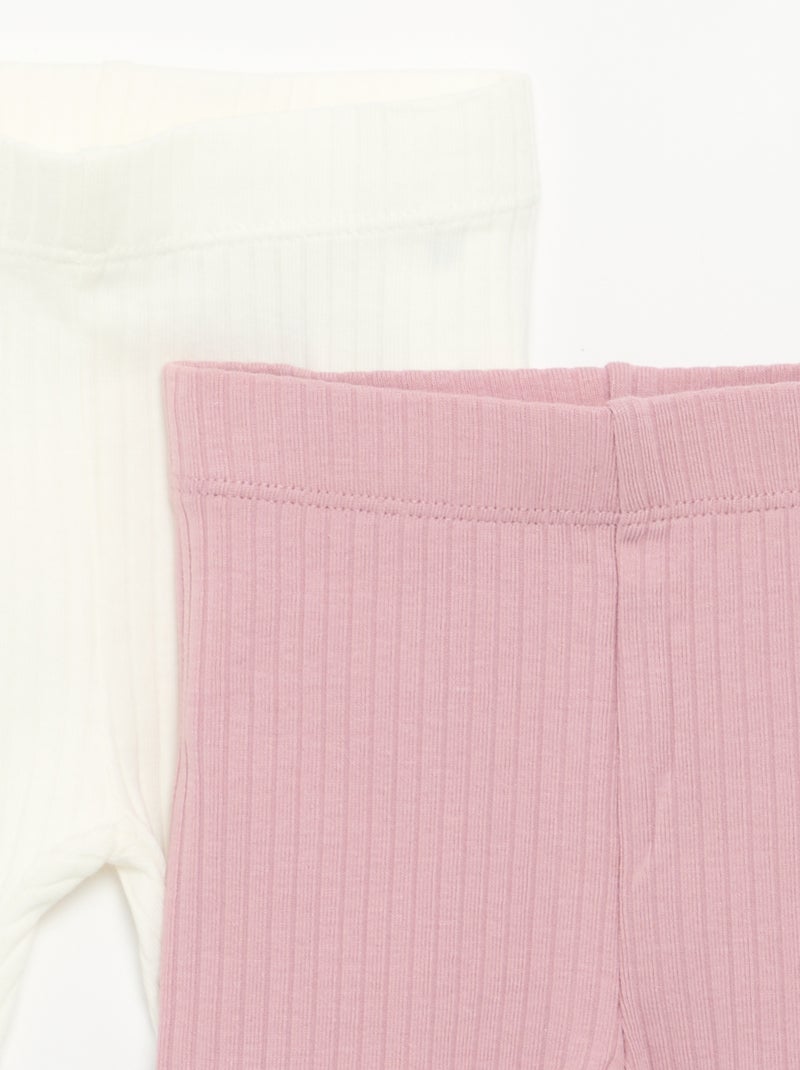 Setje met 2 leggings van ribtricot Paars - Kiabi