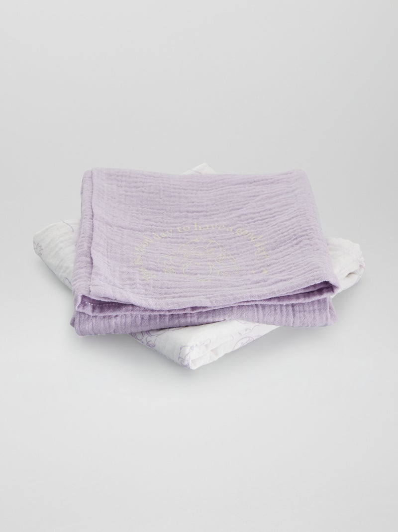 Setje met 2 luierdoeken 'Stitch' WIT - Kiabi