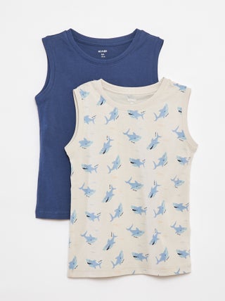 Setje met 2 mouwloze tops met ronde hals