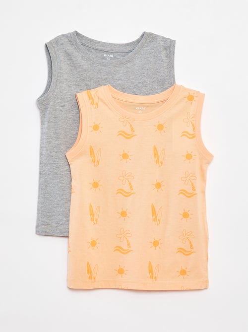 Setje met 2 mouwloze tops met ronde hals - Kiabi