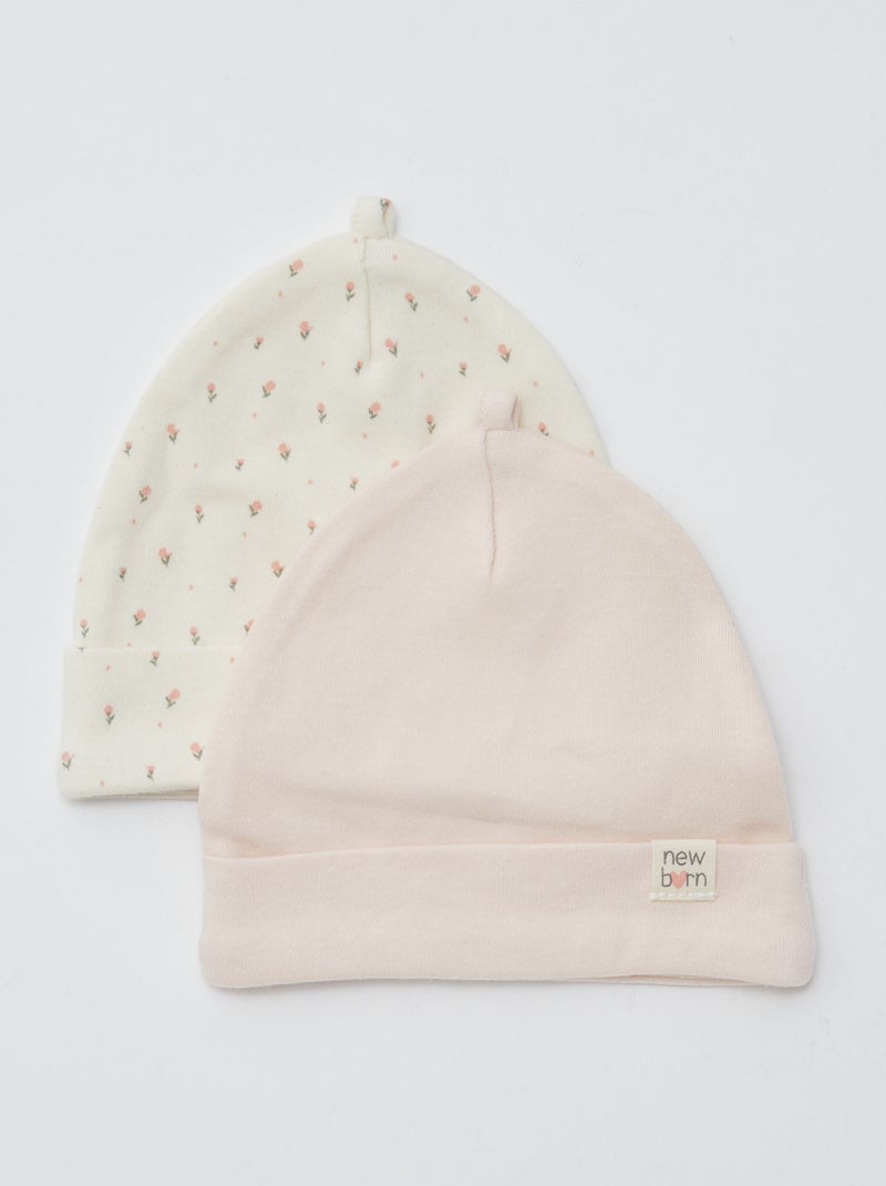 Setje met 2 mutsjes voor pasgeboren baby's BIEGE - Kiabi