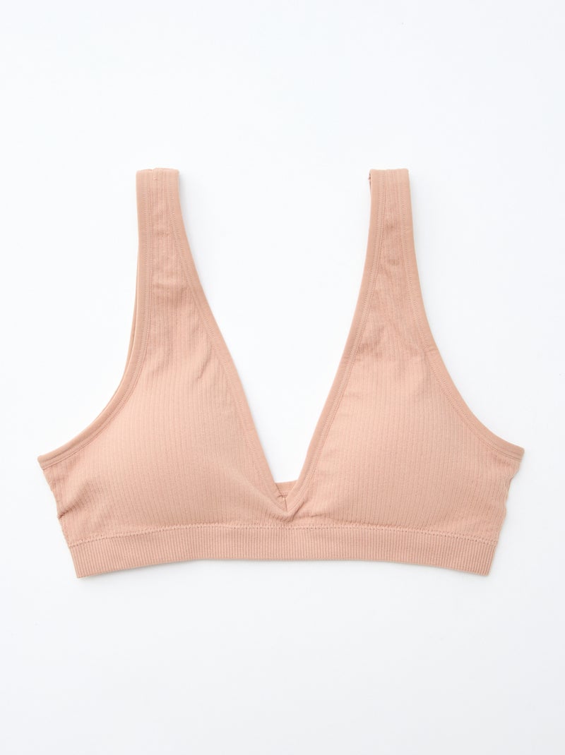 Setje met 2 naadloze behatops van ribtricot Rose - Kiabi
