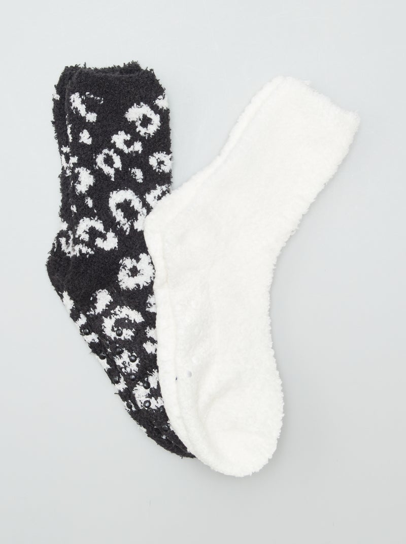 Setje met 2 paar antislipsokken van teddyfleece BIEGE - Kiabi