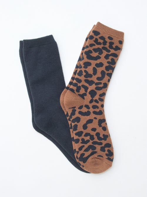 Setje met 2 paar effen sokken - Kiabi