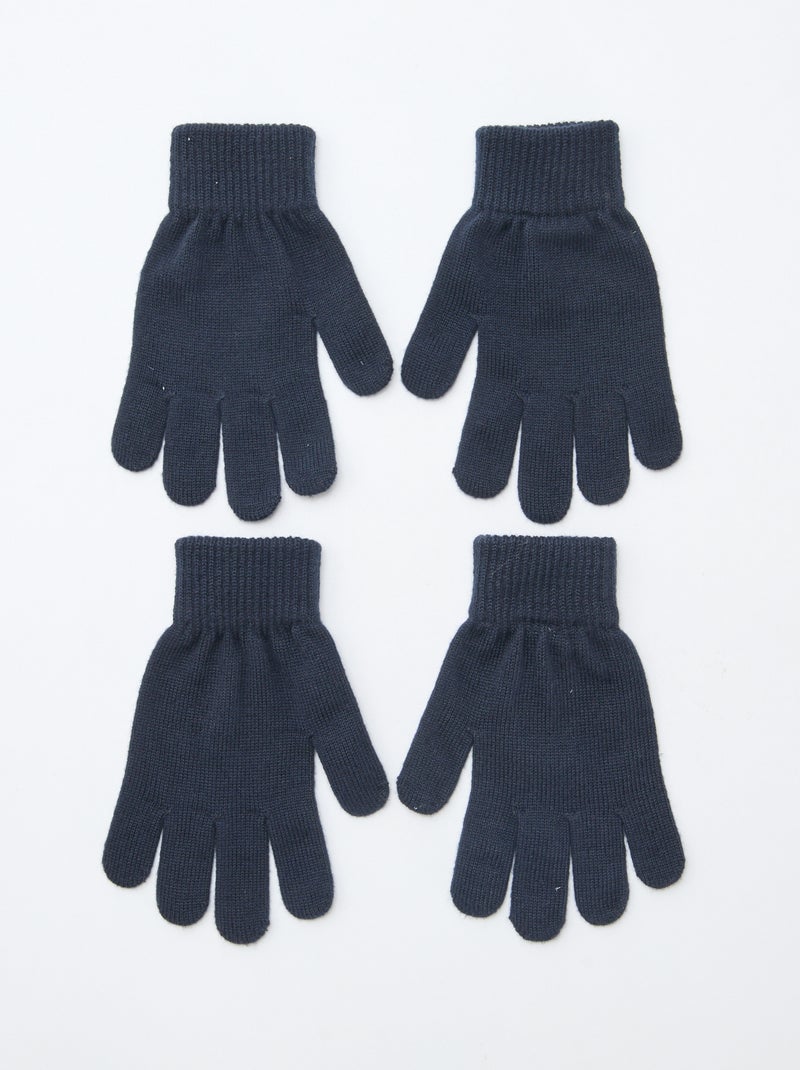 Setje met 2 paar gebreide handschoenen Blauw - Kiabi