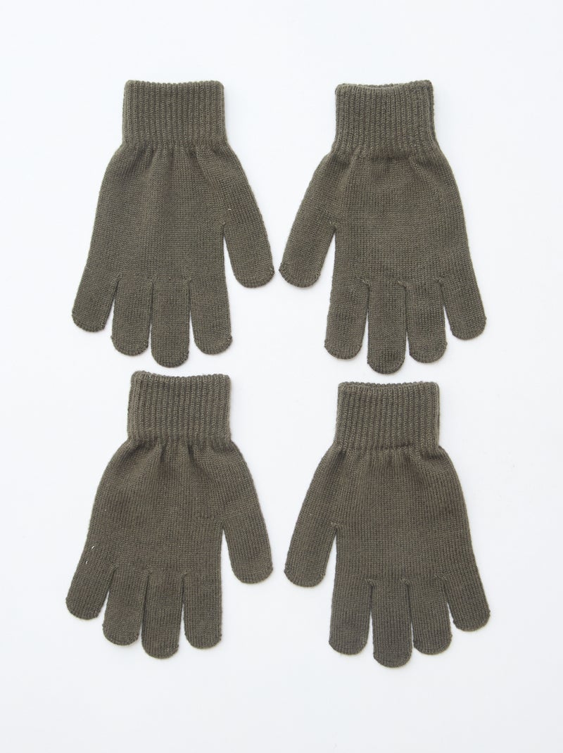 Setje met 2 paar gebreide handschoenen Kaki - Kiabi