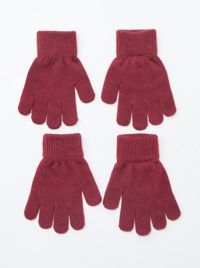 Setje met 2 paar gebreide handschoenen Rood - Kiabi
