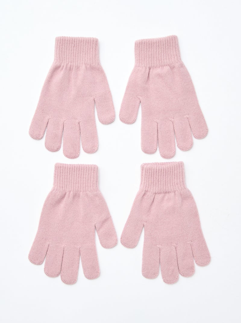 Setje met 2 paar gebreide handschoenen Rose - Kiabi