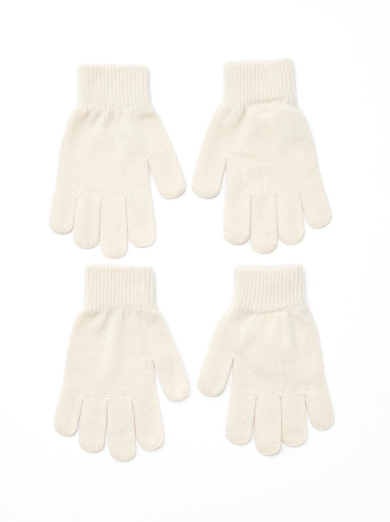 Setje met 2 paar gebreide handschoenen Wit - Kiabi