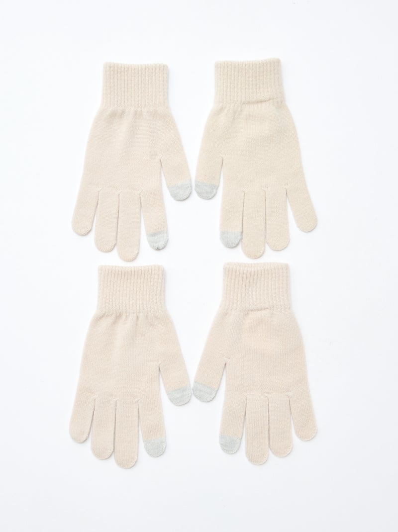 Setje met 2 paar handschoenen Biege - Kiabi