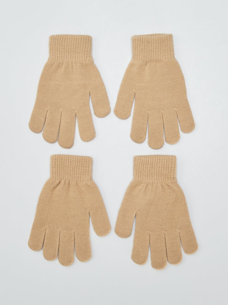 Setje met 2 paar handschoenen BRUIN - Kiabi