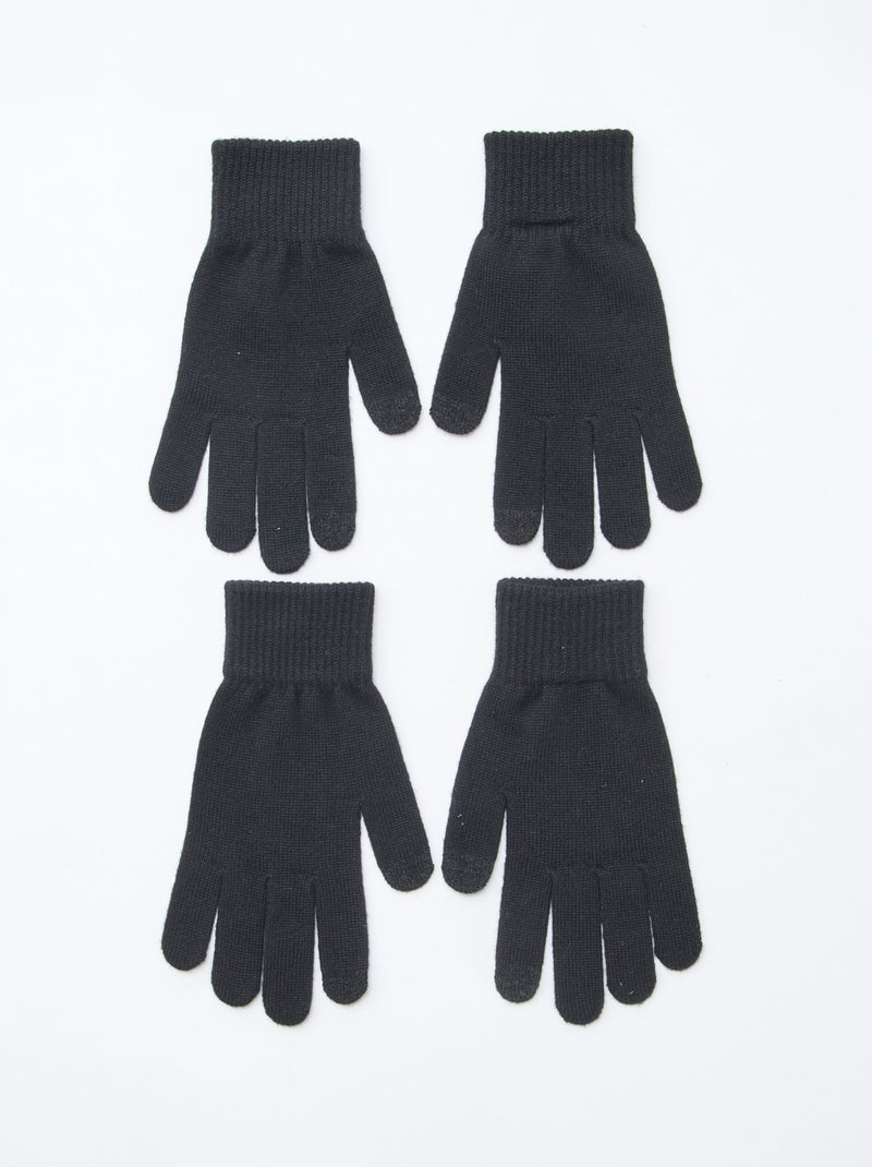 Setje met 2 paar handschoenen zwart - Kiabi