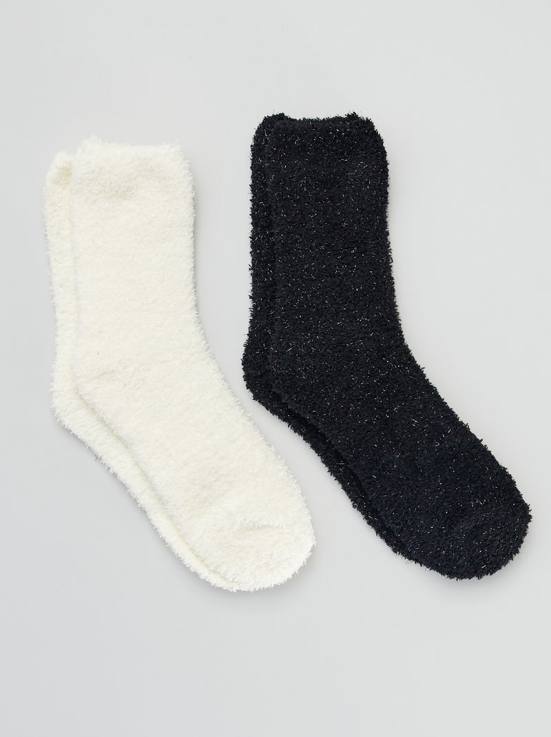 Setje met 2 paar heerlijk zachte sokken zwart / beige - Kiabi