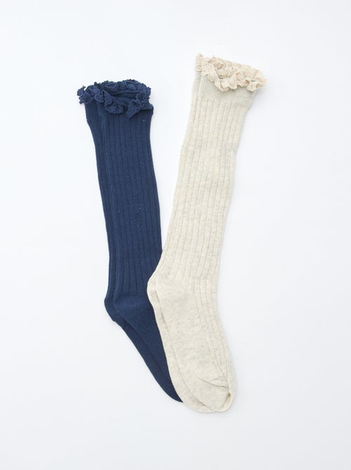 Setje met 2 paar hoge sokken van kant - Kiabi