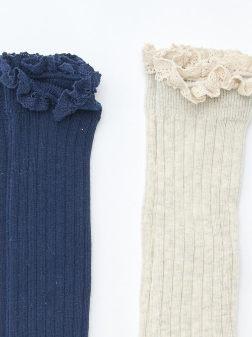 Setje met 2 paar hoge sokken van kant - Kiabi