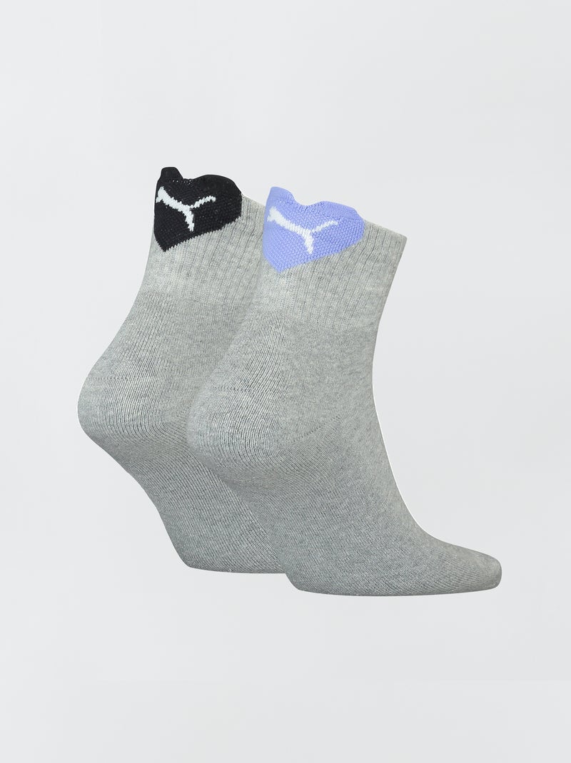 Setje met 2 paar 'Puma'-sokken Grijs/Blauw/Zwart - Kiabi
