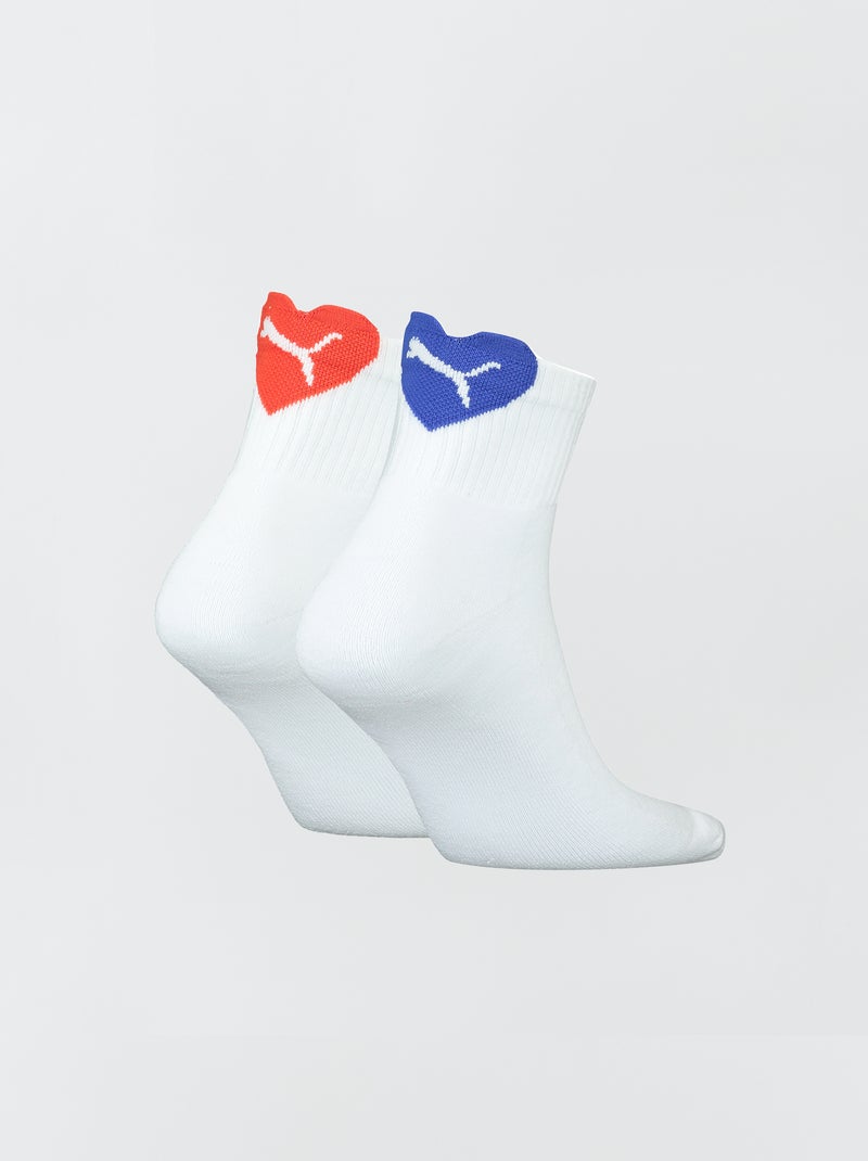 Setje met 2 paar 'Puma'-sokken wit/rood/blauw - Kiabi