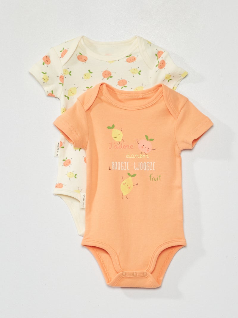 Setje met 2 rompertjes - Petit Beguin ORANJE - Kiabi