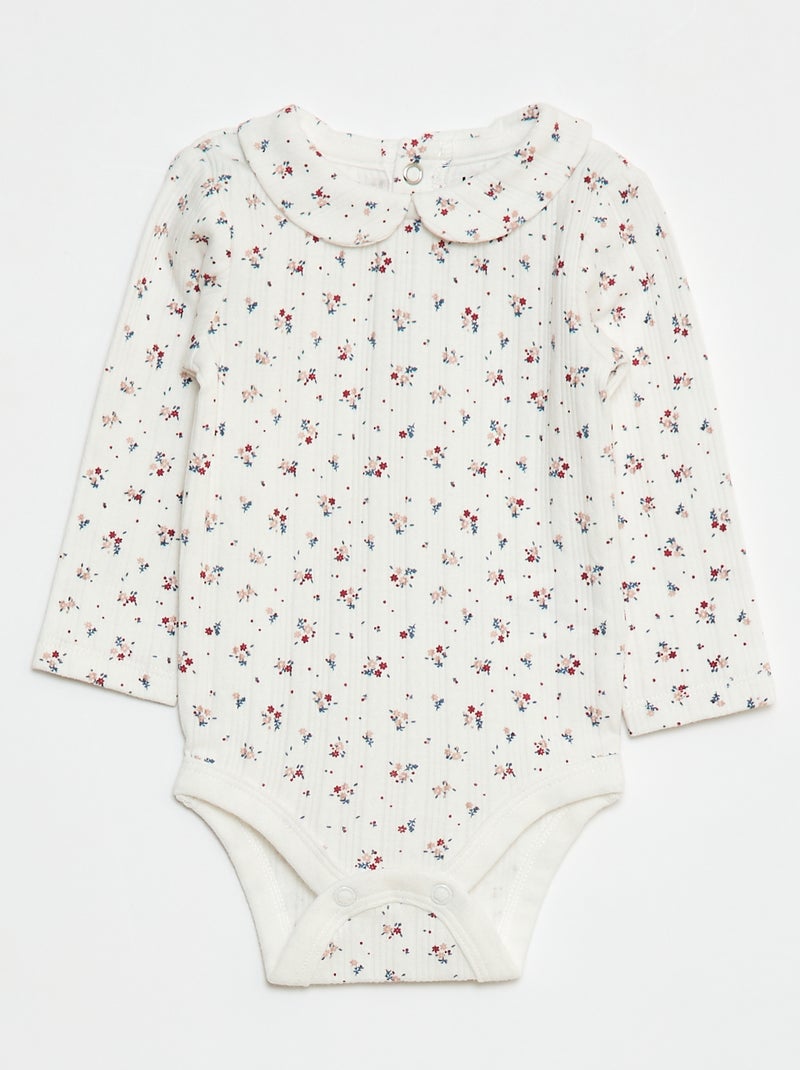 Setje met 2 rompertjes van pointelletricot Wit - Kiabi