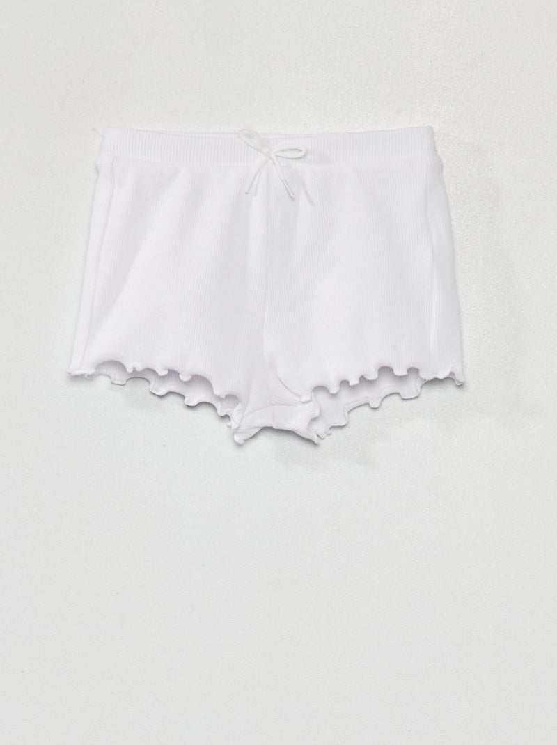 Setje met 2 shorts van ribstof met golvende rand wit / groen - Kiabi