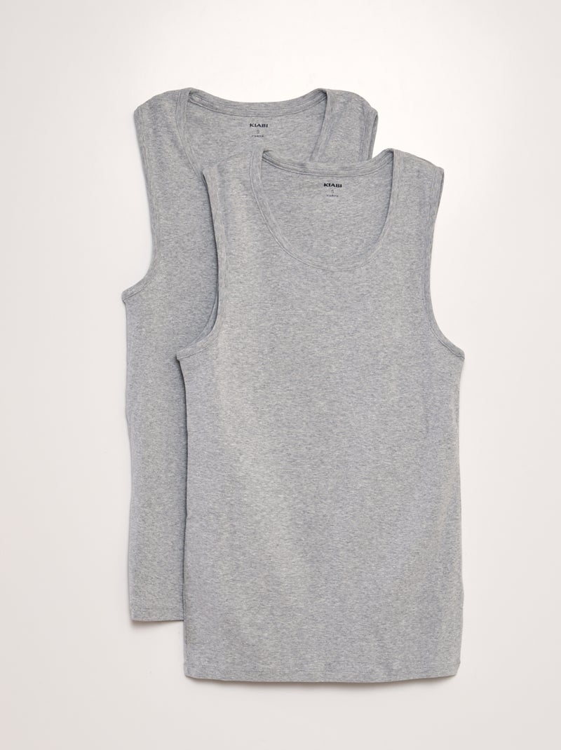 Setje met 2 singlets GRIJS - Kiabi