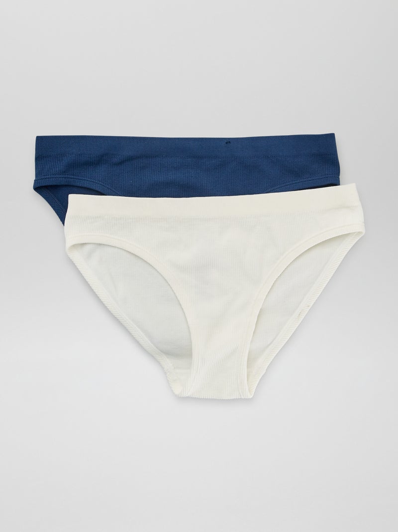 Setje met 2 slips van ribstof 'Envie de Lingerie' BLAUW - Kiabi