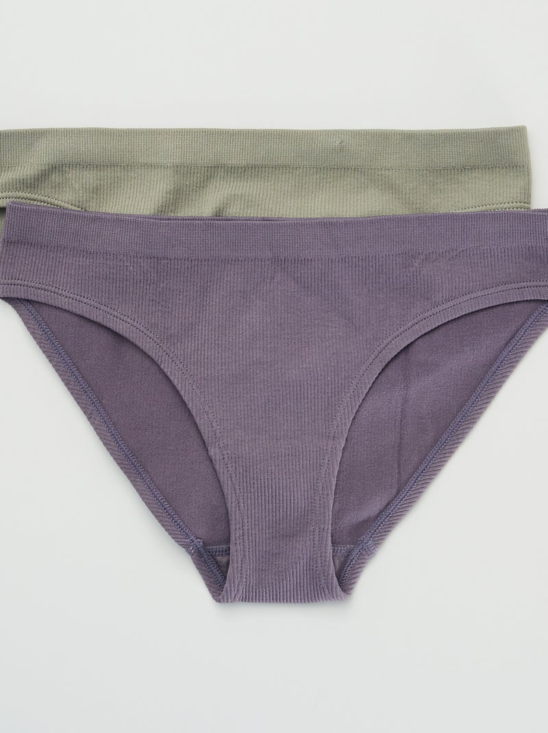 Setje met 2 slips van ribstof 'Envie de Lingerie' KAKI - Kiabi