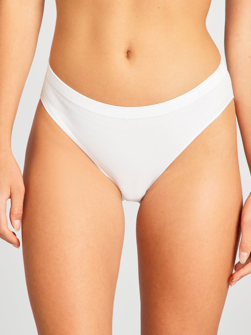 Setje met 2 slips van ribtricot WIT - Kiabi